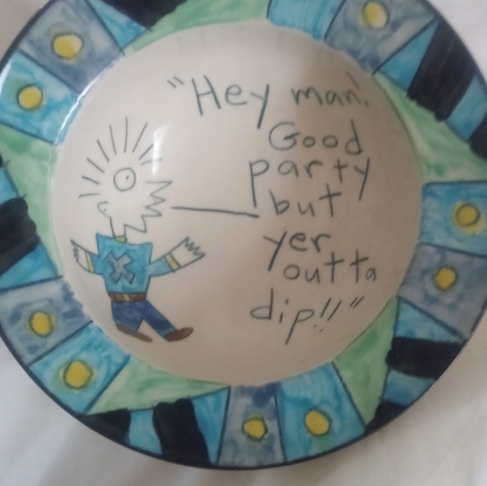 Tom Edwards Wallyware Handpainted Dip Bowl 1980's - Picture 2 of 4